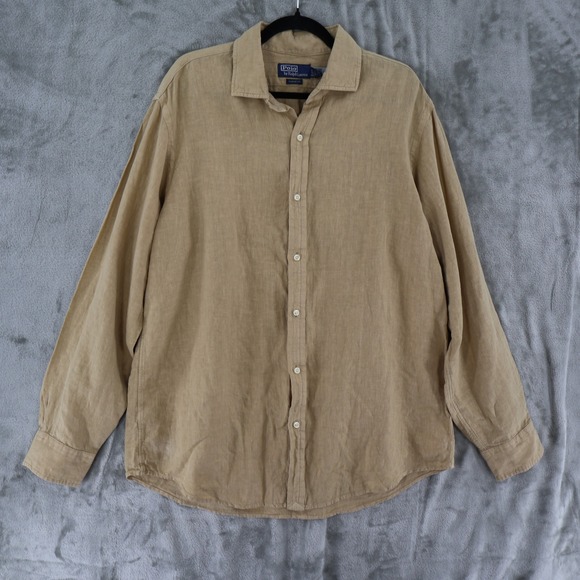Polo Ralph Lauren Other - Polo Ralph Lauren Linen Button Down Mens XL Tan Classic Fit Coastal $130 NWOT